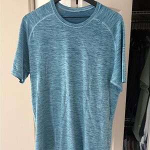 lululemon athletica light blue / gray Metal Tech Vent T Shirt